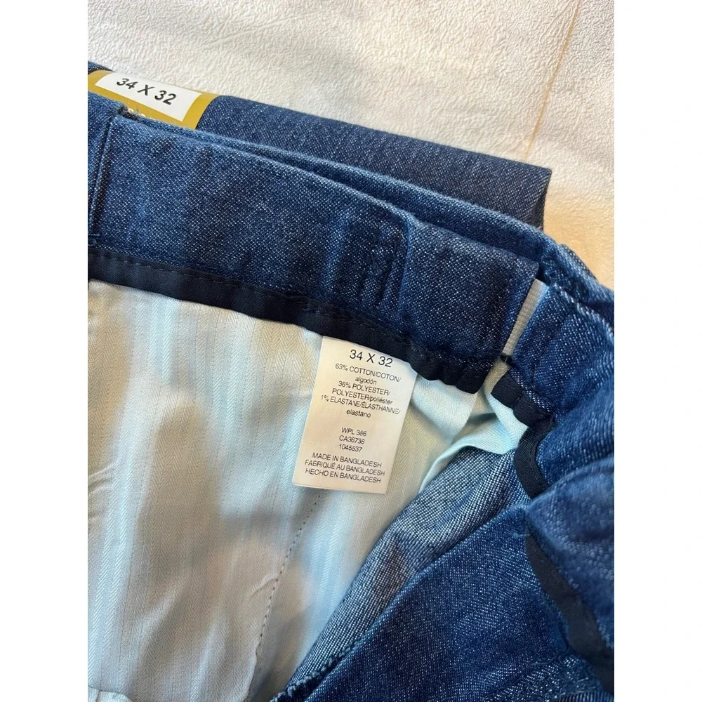 NWT Haggar Premium Stretch Denim Pants Mens 34x32 Classic Fit Blue Jeans